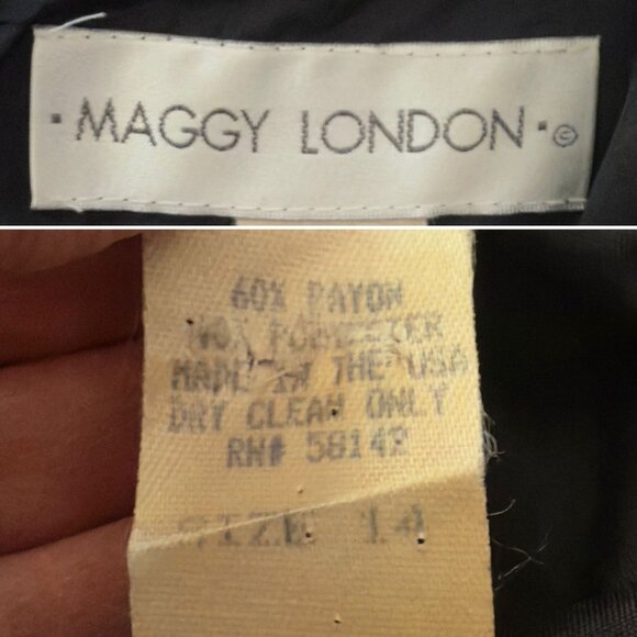 Maggy London Burnout Velvet Dress Sz 14 Floral Sheath Vintage 1990s Party Style - Picture 8 of 12